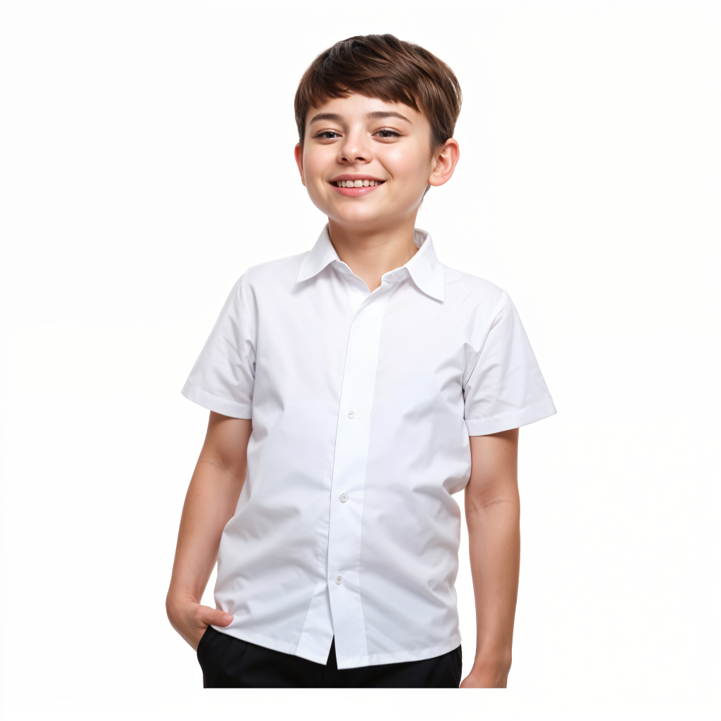 Camisa Social Manga longa Infantil Manga Curta Lisa 100% algodão