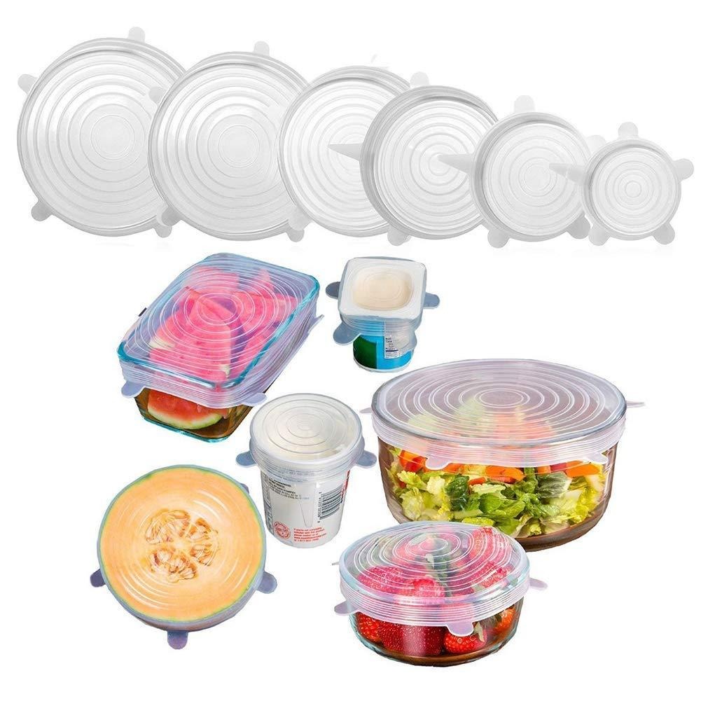 Kit 6 Tampa de Silicone Universal Flexível Lavável Elástica
