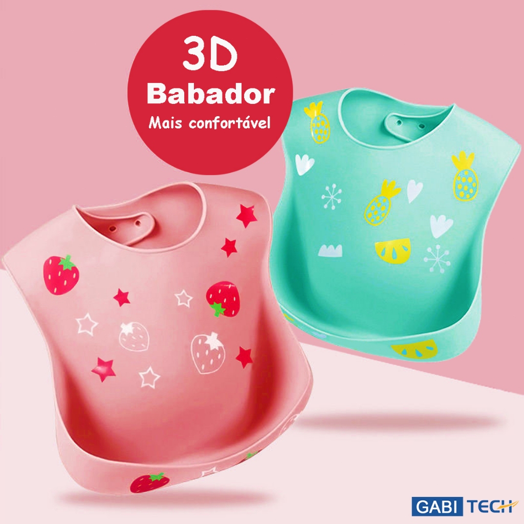 KIT2 Babador De Silicone Impermeável Para Bebê Fácil De Limpar Pega Migalhas Infantil Menina/Menino