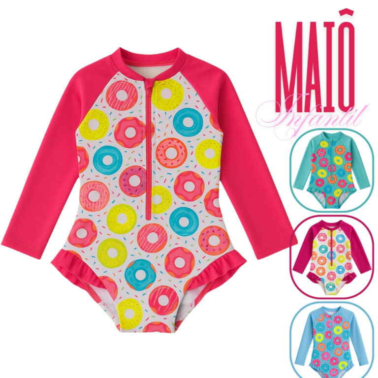 Maiô Manga Longa Infantil Menina Bebe Biquini Pro