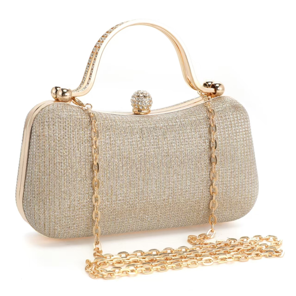 Bolsa Feminina De Banquete Clássica Com Decoração De Strass E Fecho De Mão Para Festa De Música