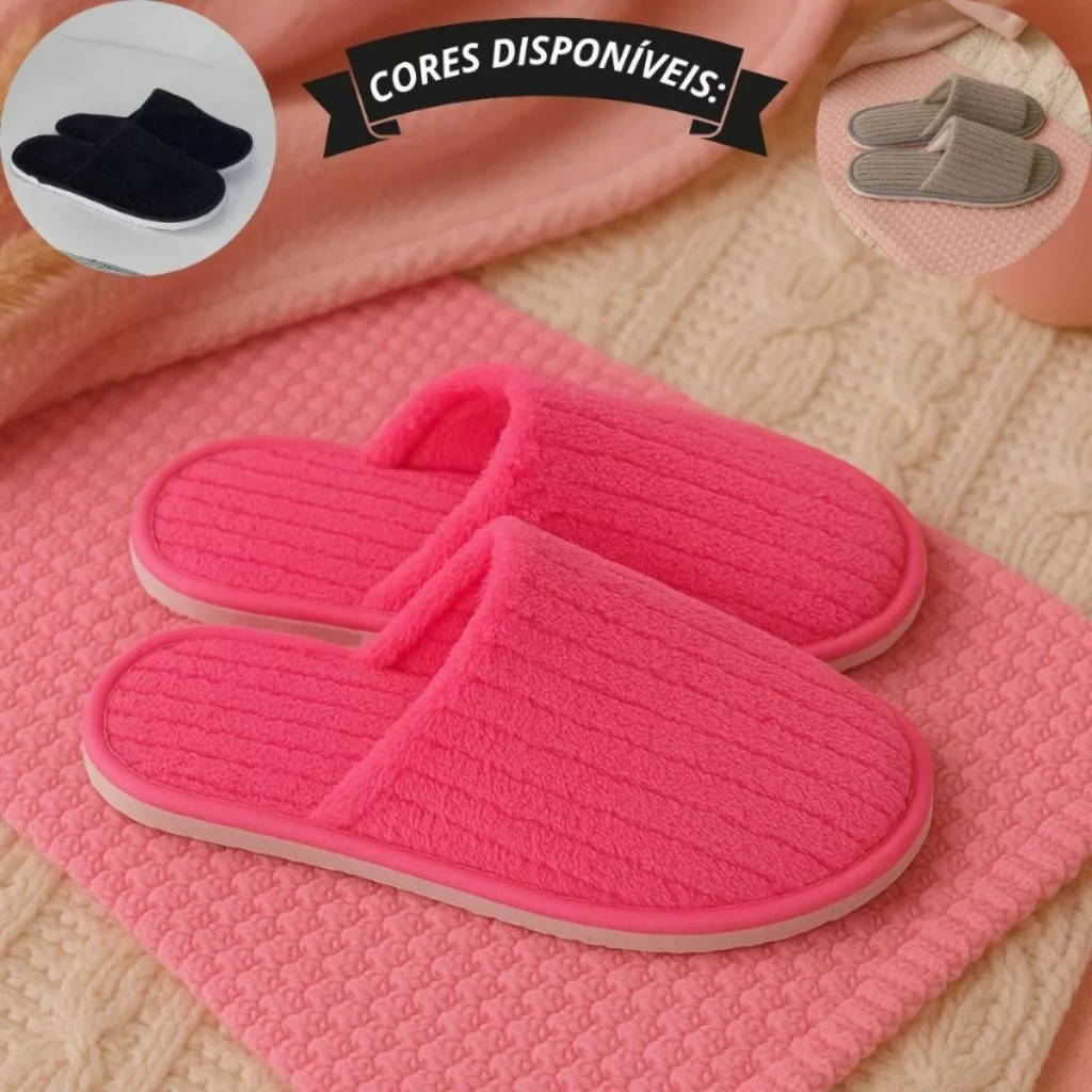 Chinelo Pantufa Feminina Macia E Quentinha Solado Leve e Confortável Diversas Cores