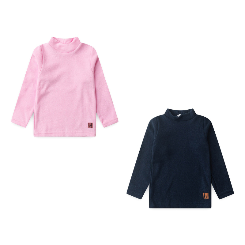 Kit 2 Blusas Infantil Gola Alta  Tamanhos 4, 6 e 8 – Leve mais por menos  Cores Sortidas Modelo Masc