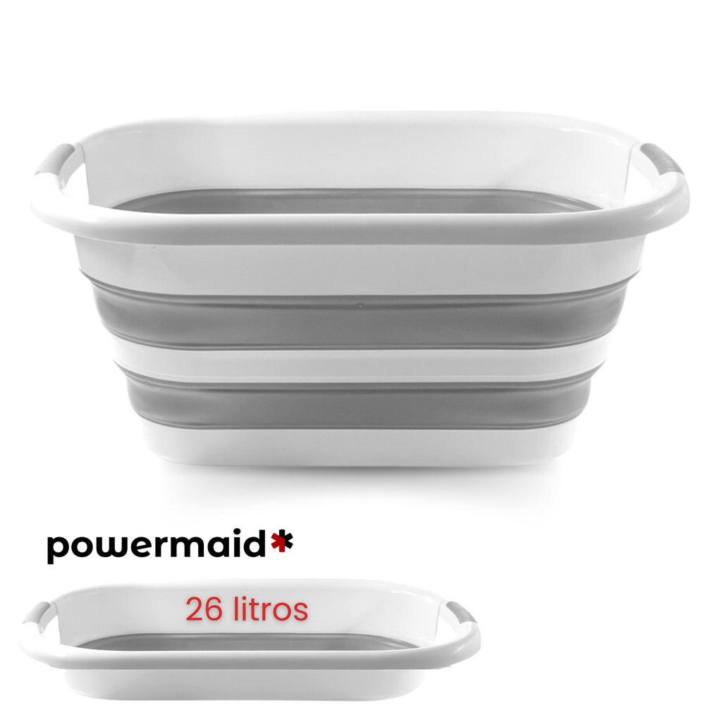 Balde Dobrável Retrátil Flexível Retangular 26L Silicone