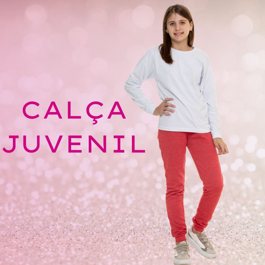 Calça Juvenil Feminina Moletom 2 Bolsos com Punho 3151-A
