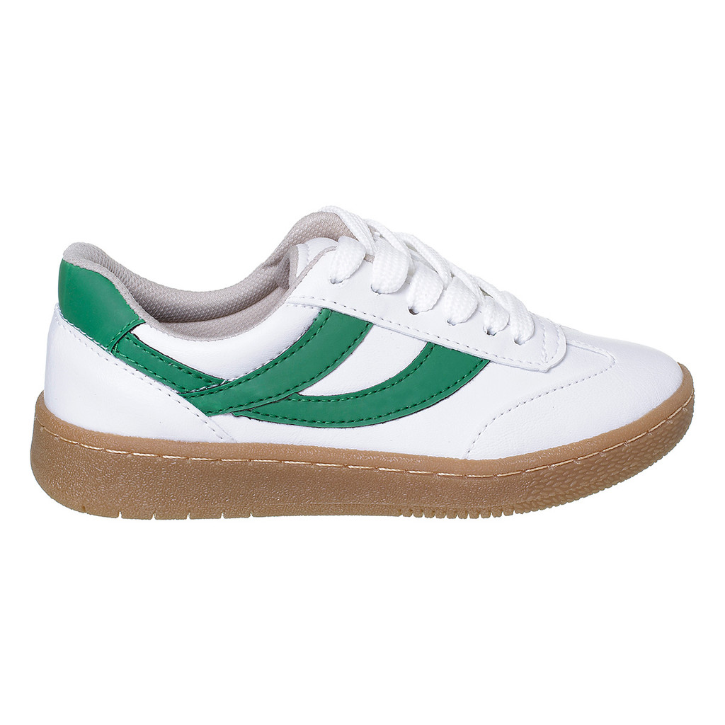 Tênis Infantil Casual Confortável Original Juvenil Macio Leve Branco/Verde