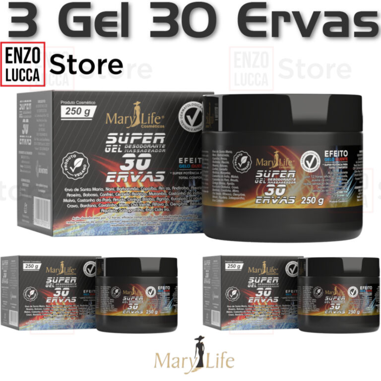Kit 3 unid Super Gel 30 Ervas 250g Massagem Atleta