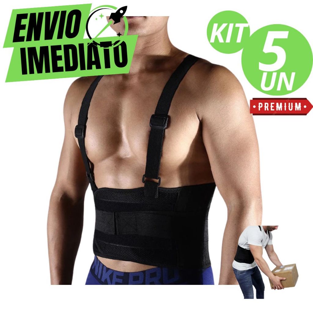 Kit Com 5 Cinta Lombar Ergonômica para Proteção da Coluna Postura EPI de Segurança para Lidar com Ca