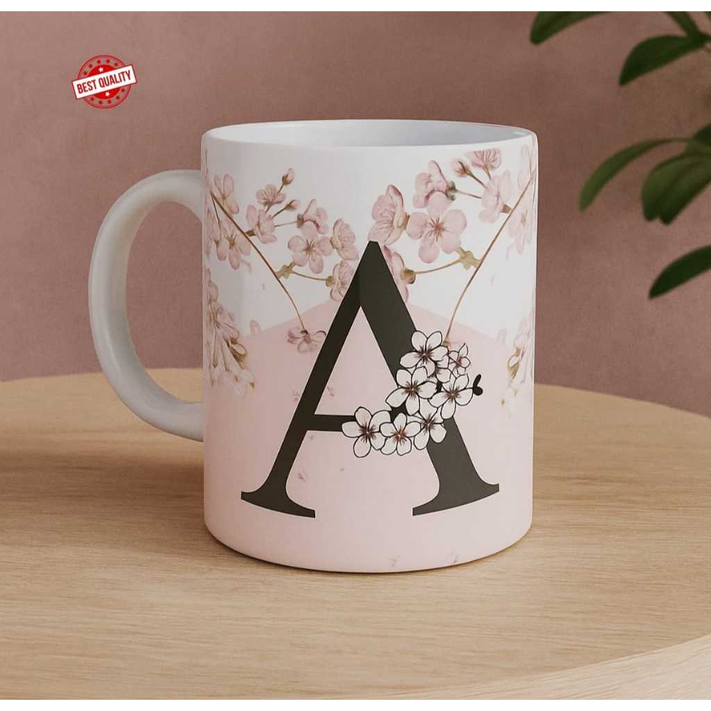 Caneca de Porcelana Xícara Personalizada Com Nome Floral Cerejeira