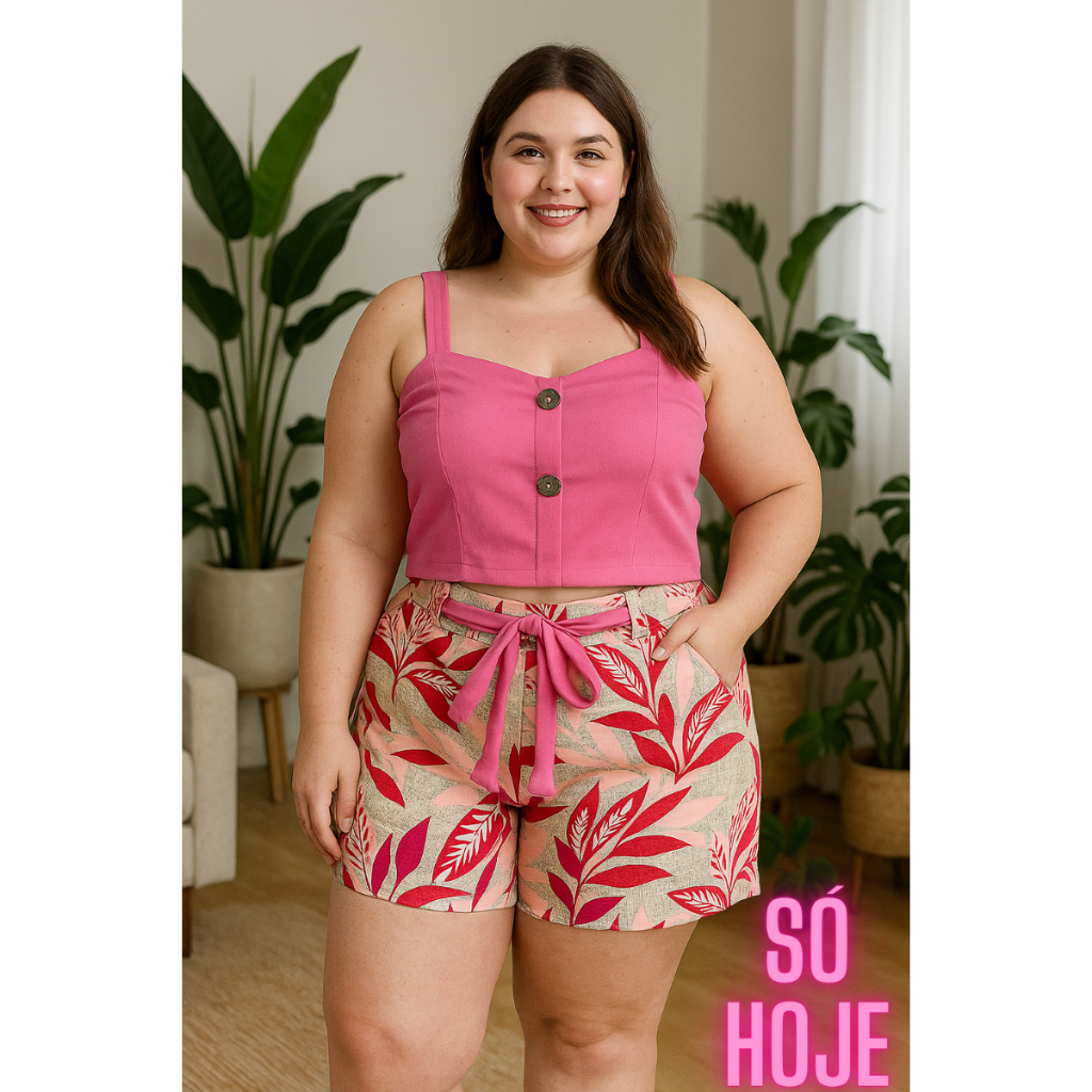 Blusa + Short (34 a 56) só hoje PLUS SIZE e modinha conjunto feminino Família