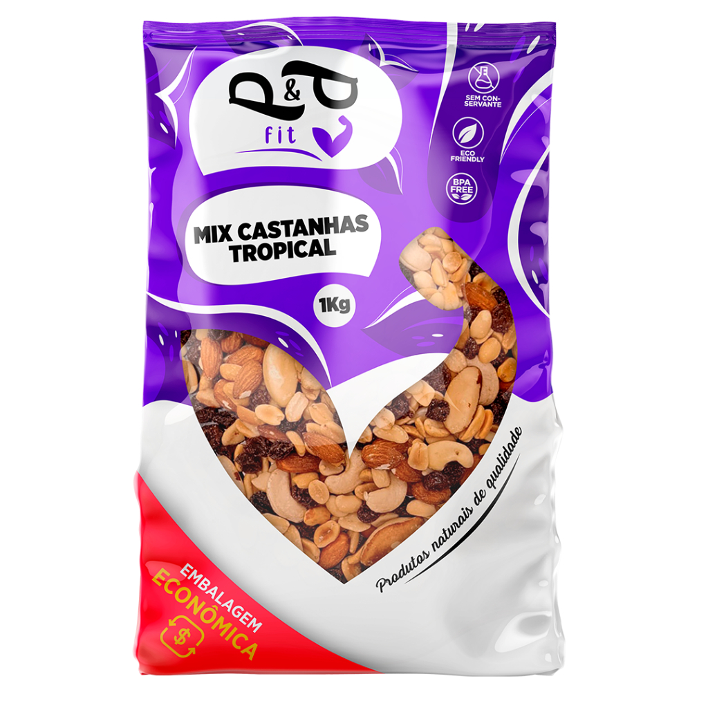 Mix Tropical Nuts Dieta Saudável Castanha, Nozes, Amêndoa, Amendoim, Uva Passa, Gojiberry – PEP