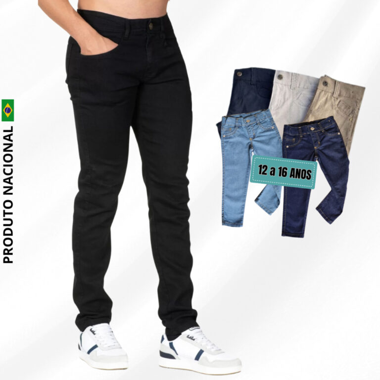Calça Jeans Infantil Juvenil Masculina Com Lycra 