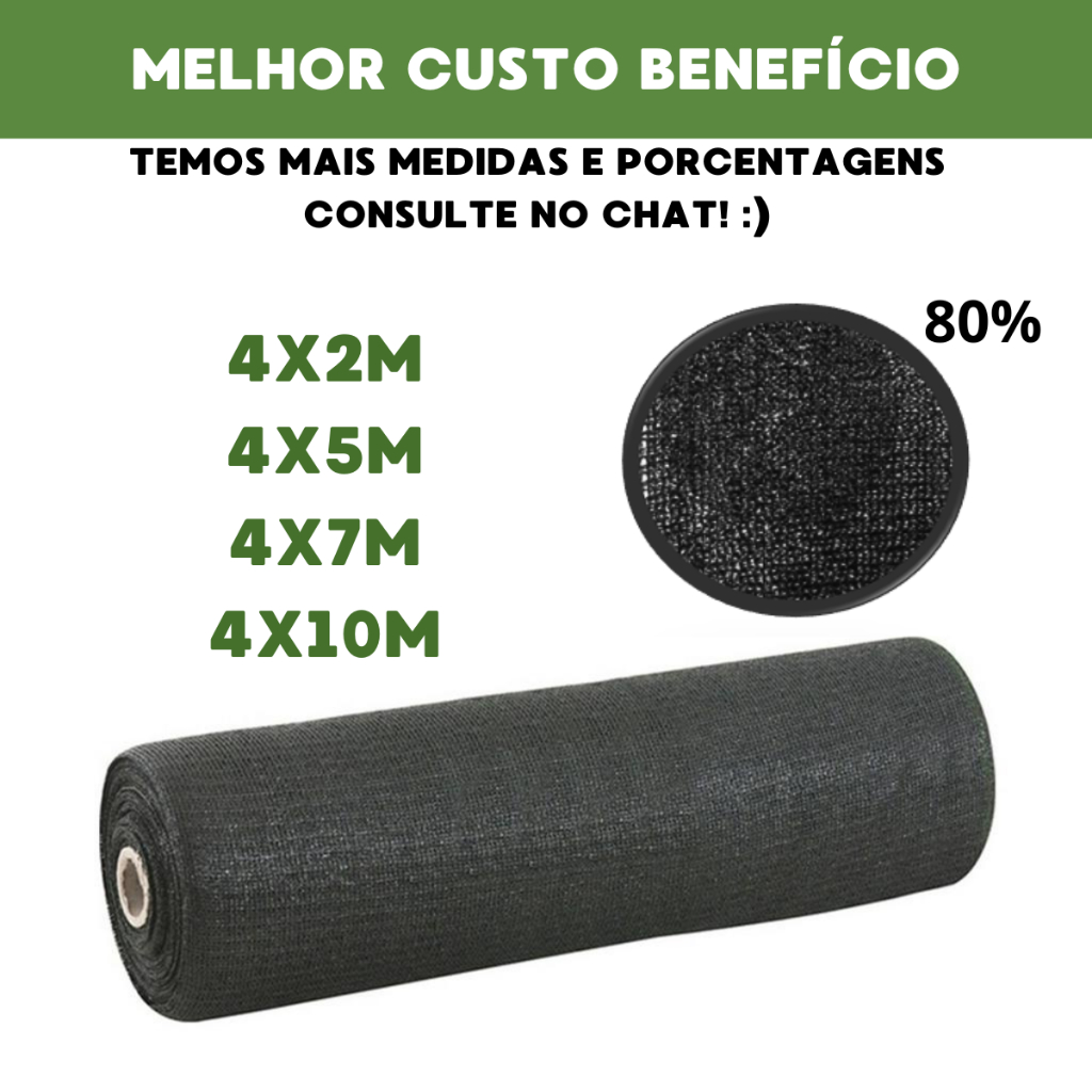 Tela Sombrite Sombreamento 80% Para Horta Jardim Viveiro Estufa Orquidário Pergolado Piscina Decoraç