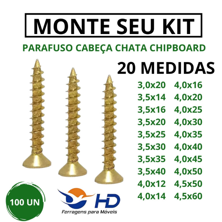Monte seu Kit De Parafuso Chipboard Phillips Para 
