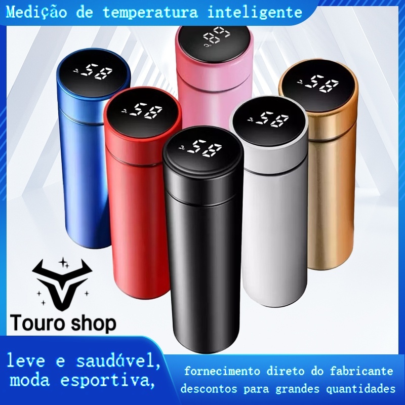 Garrafa Térmica Inox 500ml com Termômetro LED – Estilo Moderno e Isolamento Superior