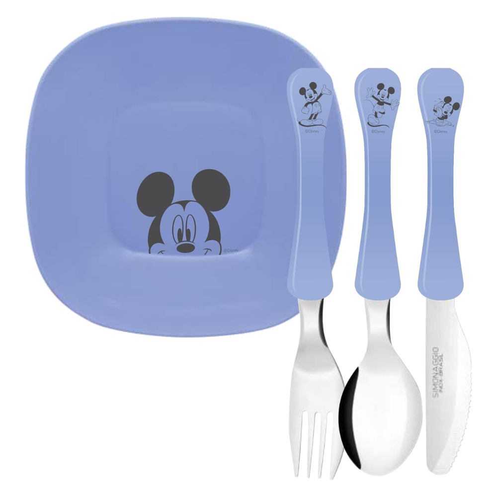 Kit Infantil Para Refeição – Talheres e 2 Pratos Mickey Disney