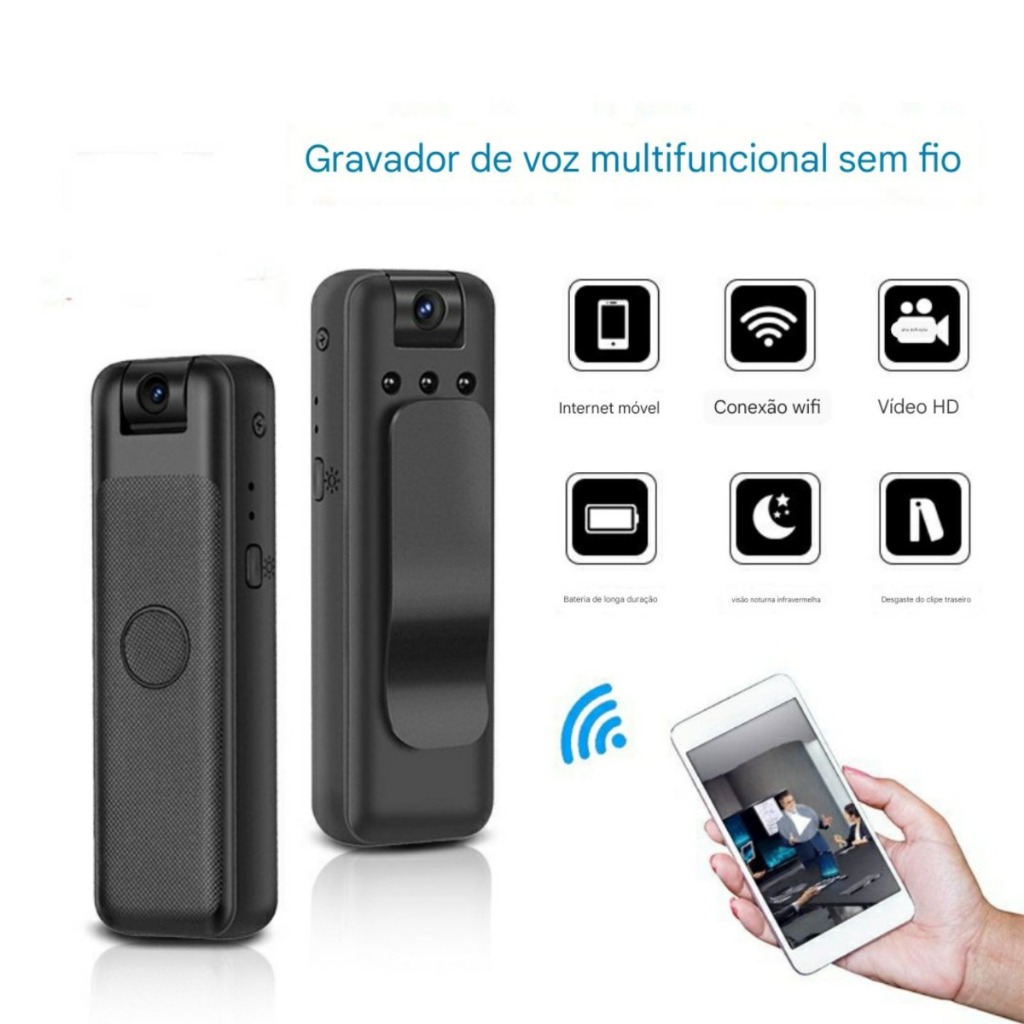 Mini câmera Portátil HD 1080P Do Projeto Grampo Traseiro WiFi visualização Remota Gravadores de víde