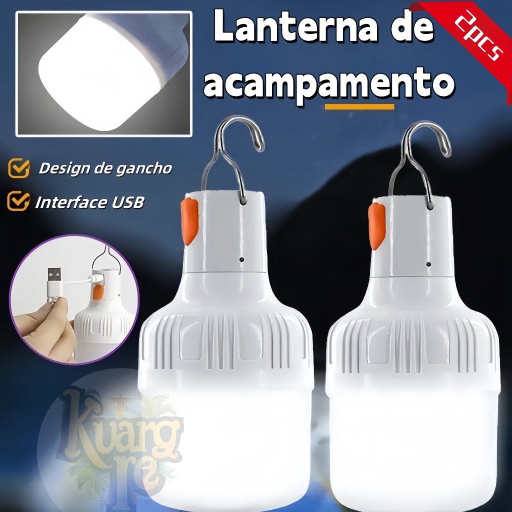 kit 1 / 2 Lâmpada Led Iluminação Para Acampamento Camping Pescariailuminação de emergência Usb
