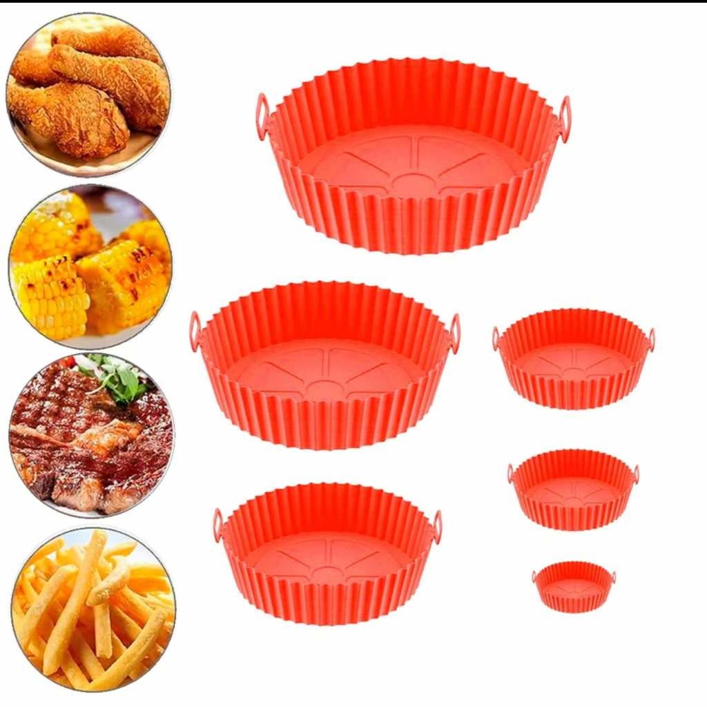 Kit 6 Formas Silicone Para Air Fryer Antiaderente – Reutilizável COR ALEATÓRIA