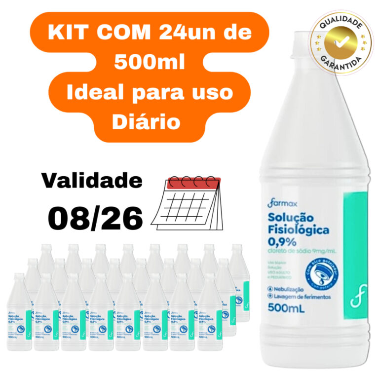 Kit C/24 Unidade Soro Fisiológico 0,9% 500ml Idea