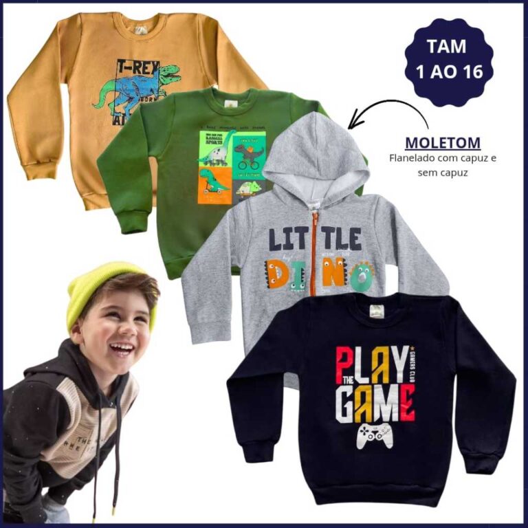 Kit 2 Blusa de Moletom Infantil Menino com Capuz e