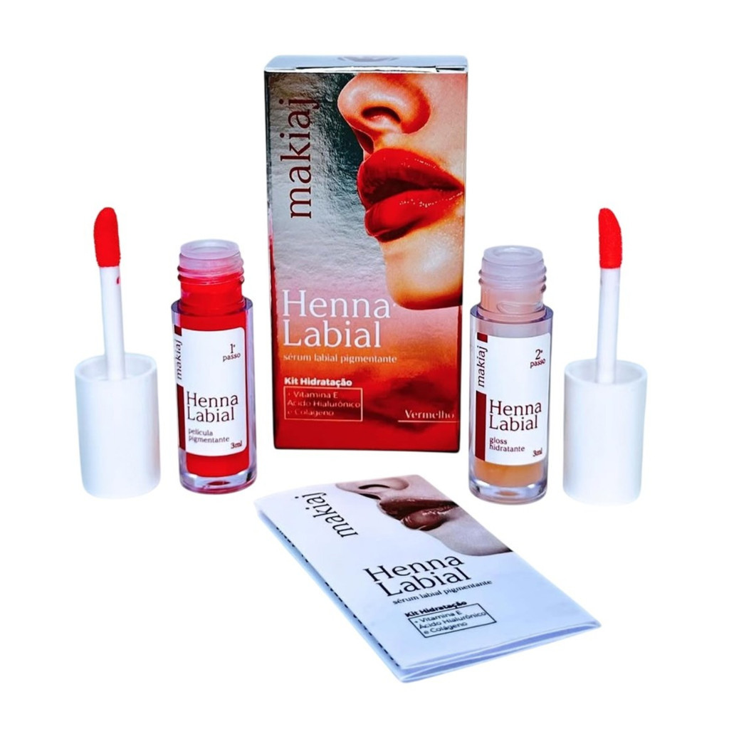 Henna Labial Makiaj Rosa e Vermelha 3ML