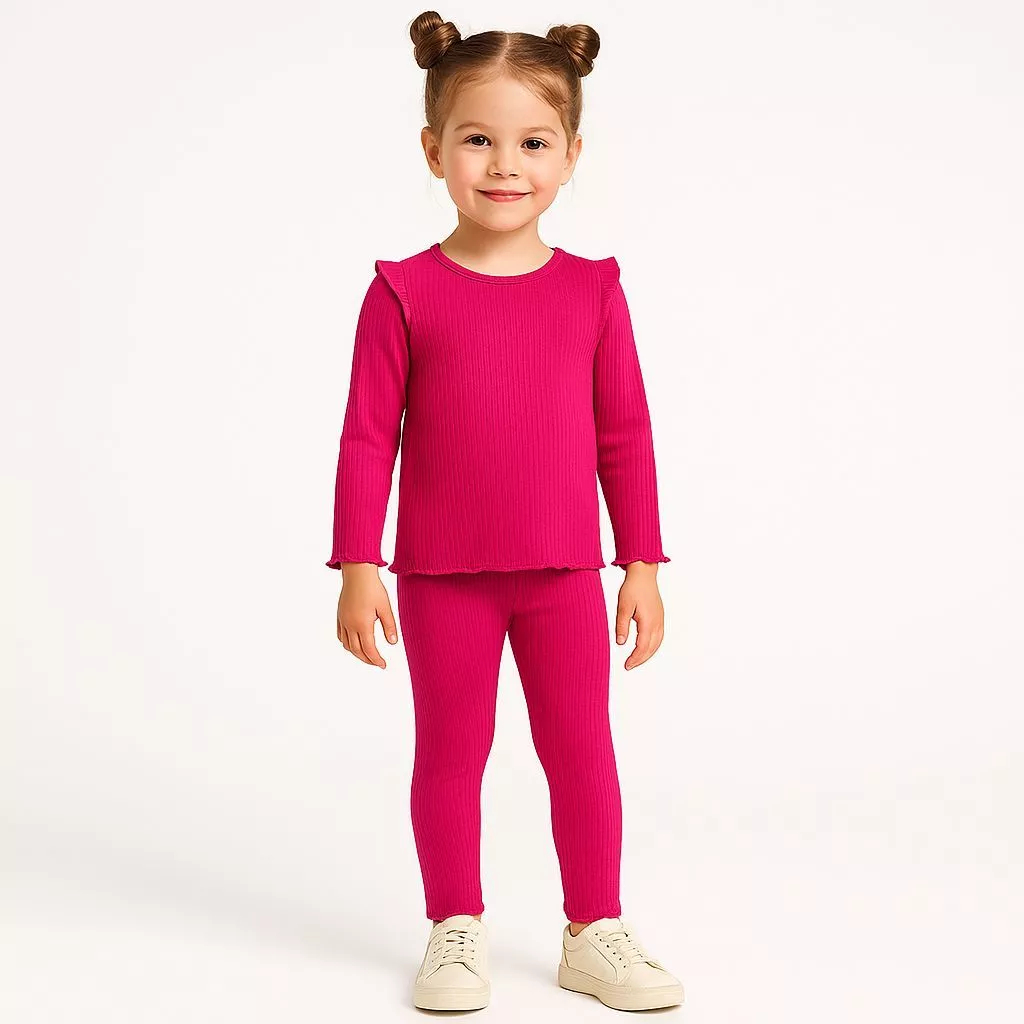 Conjunto Infantil Canelado com Frufru  Cores Vibrantes | Exclusivo do 2 ao 12