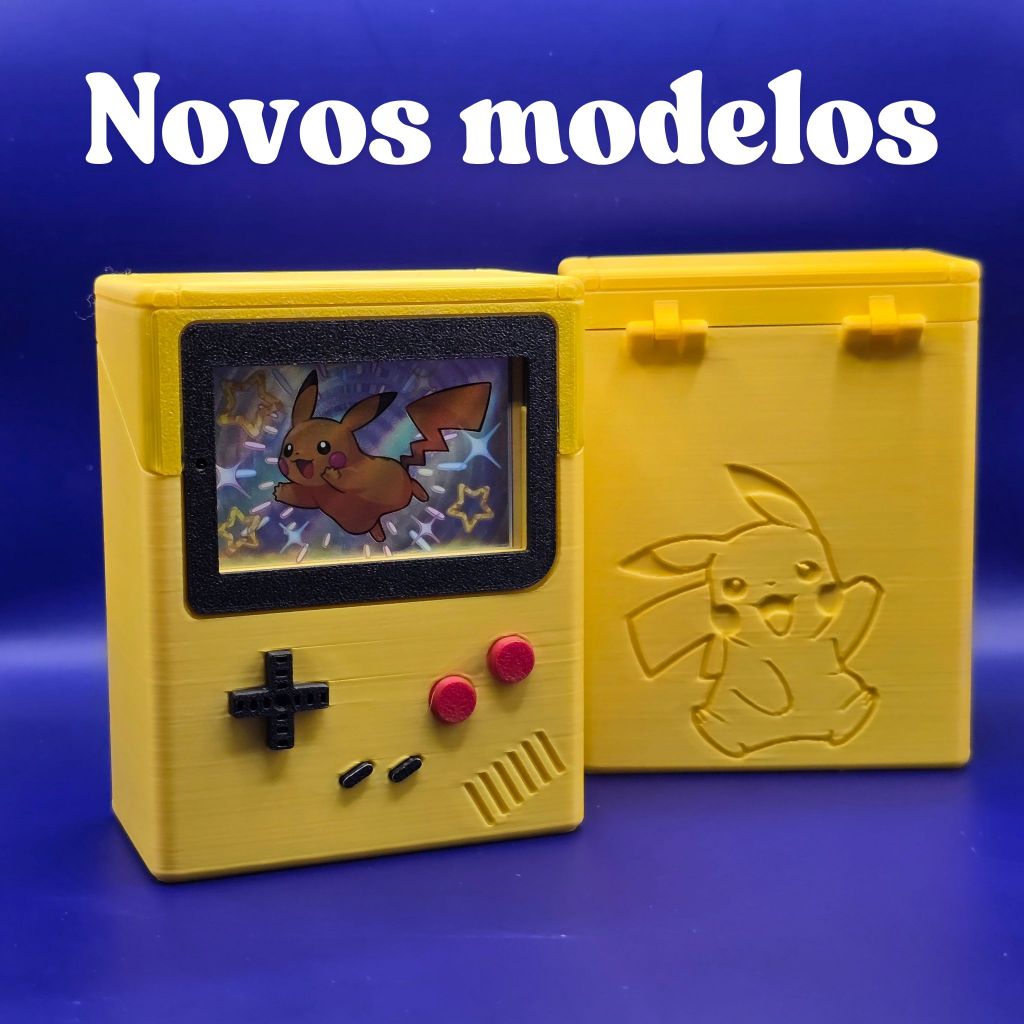 Deck Box Pokémon TCG  Estilo Game Boy Personalizável  para 60 cartas com Sleeves