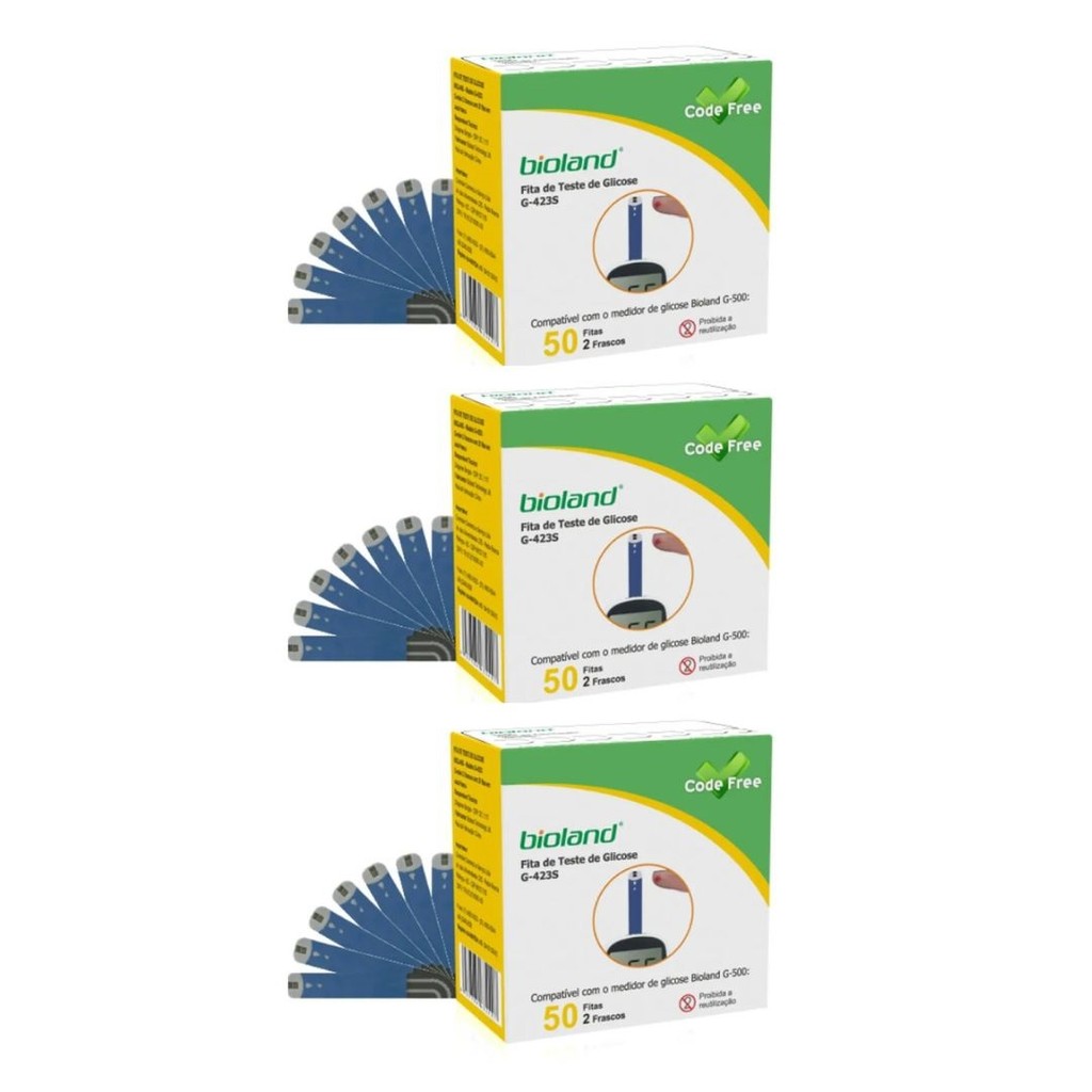 Tiras Para Medição de Glicose G-423S Bioland – 150 Unidades