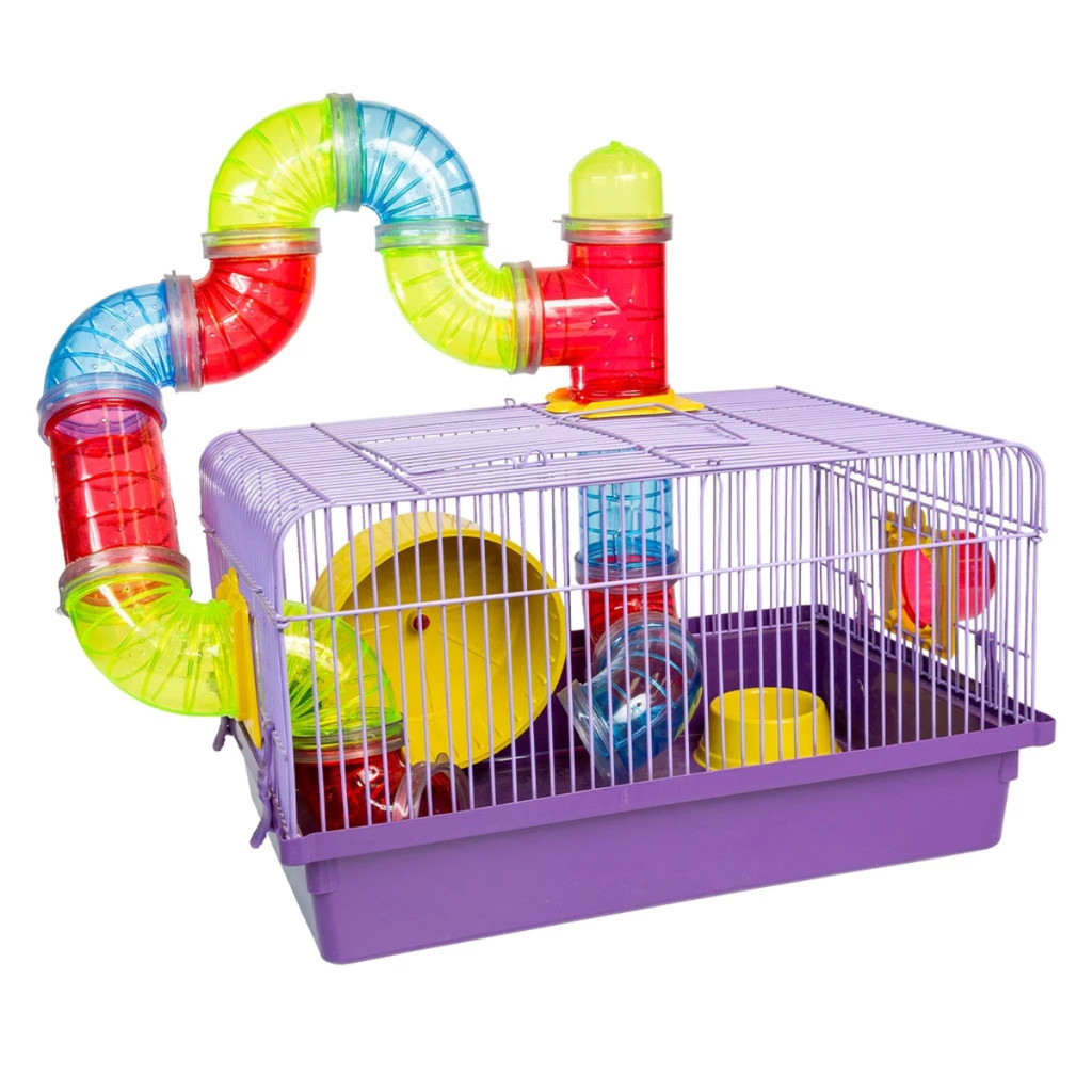 Gaiola Hamster Roedores Tubo Luxo Completa Jel Plast Acrílico Pet Roe