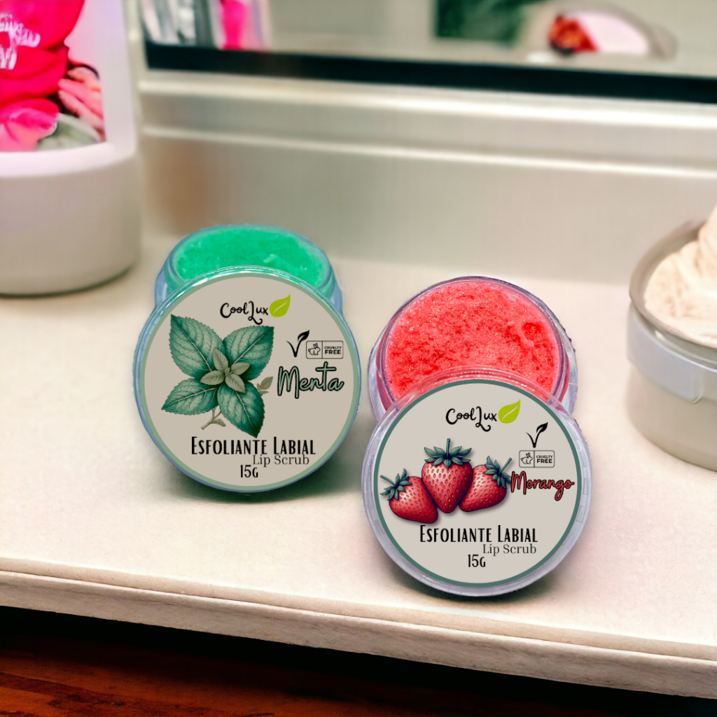 Esfoliante Labial Natural Lip Scrub: Lábios Macios, Hidratados e Renovados com Vitamina E vegano