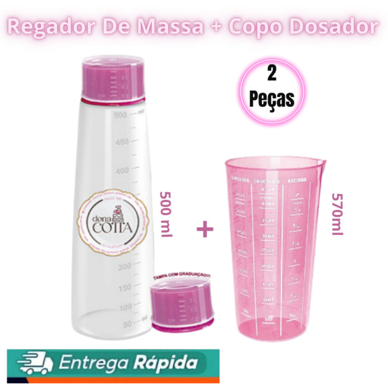 Regador Bisnaga Umedecer massas Bolo 500ml Rosa + 