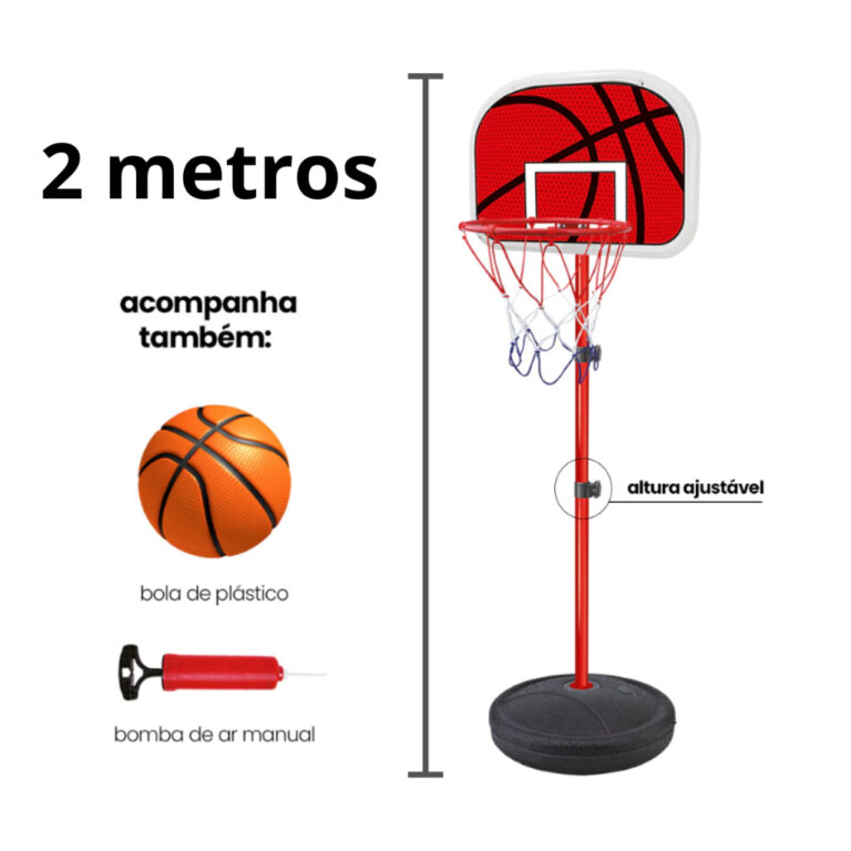 Cesta de Basquete Infantil Tabela Ajustável Até 