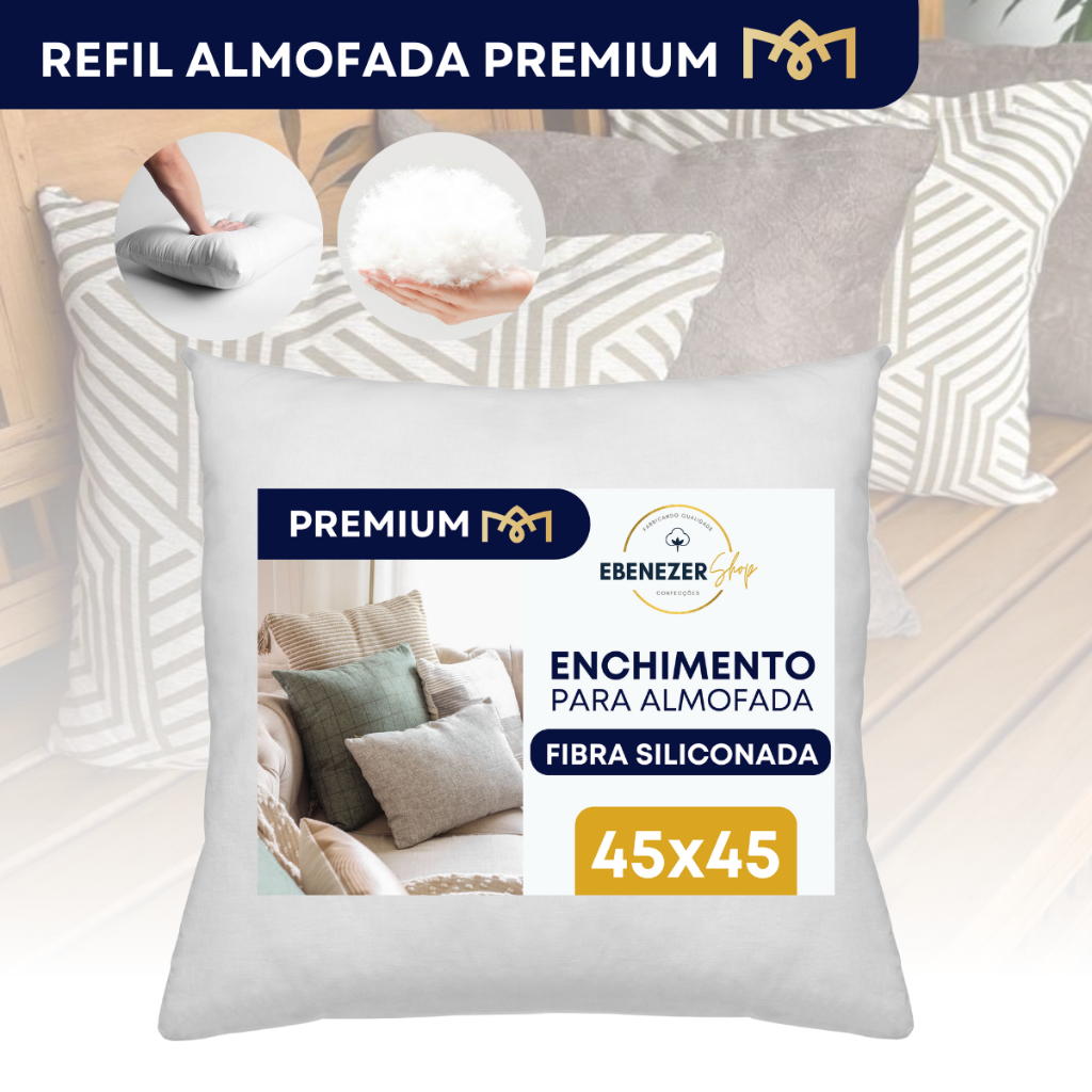 KIT COM 2, 4, 6 E 8 UNIDADES ENCHIMENTO ALMOFADA REFIL 45X45 FIBRA SILICONADA ANTIALÉRGICO