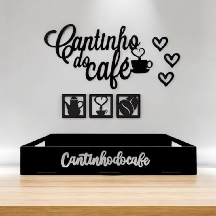 Kit 7 Apliques + Bandeja Cantinho do Café Lisa Re