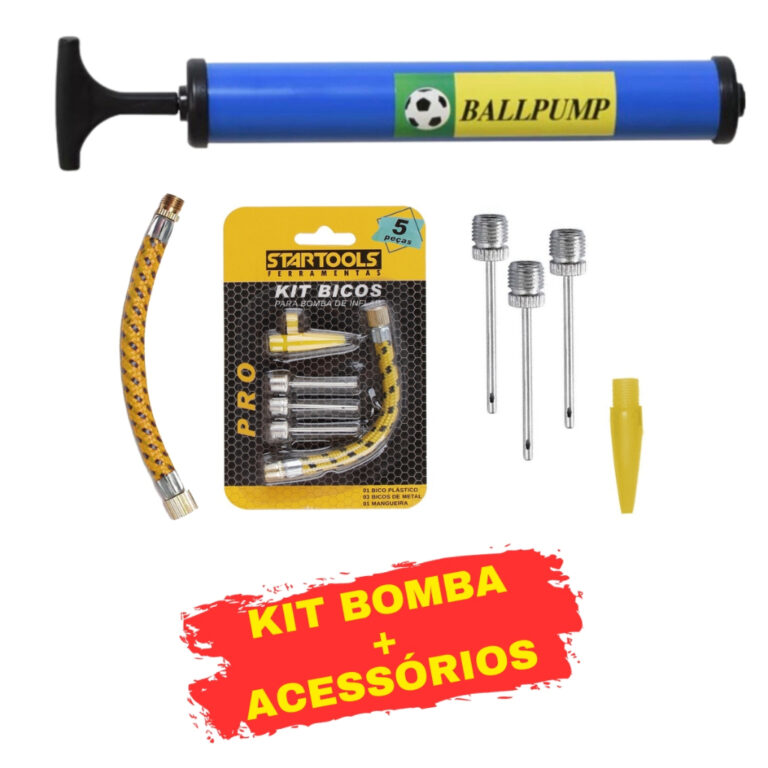 Bomba Ar Manual Encher Bolas Piscina E Kit de Bico