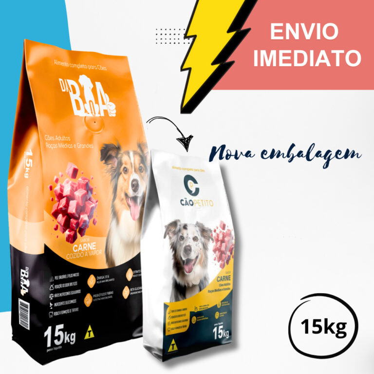 Ração 15kg p/cães sabor carne Cães Adultos Por