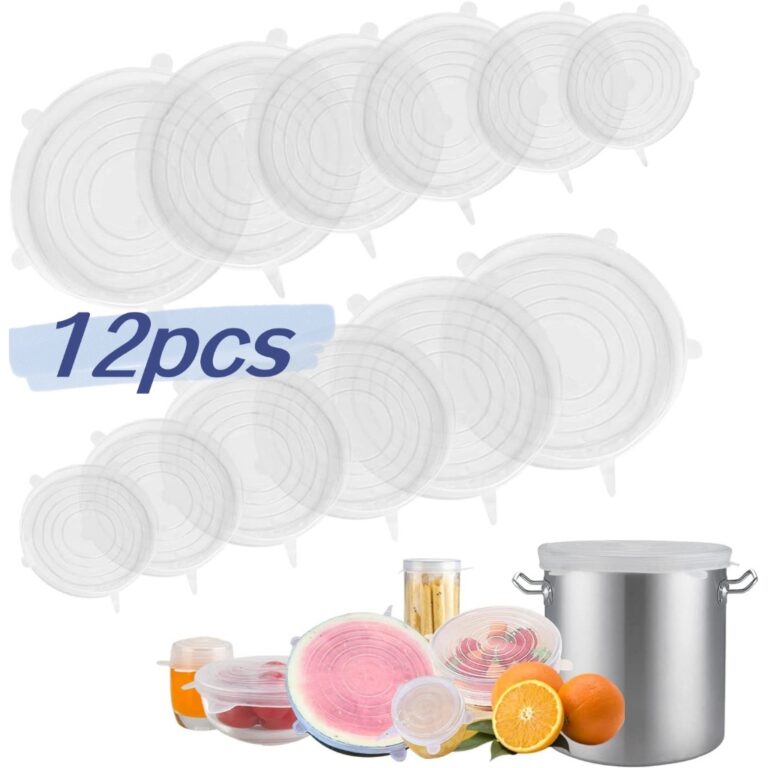 12 Peças Tampas Silicone Panela Pote Universal Fl