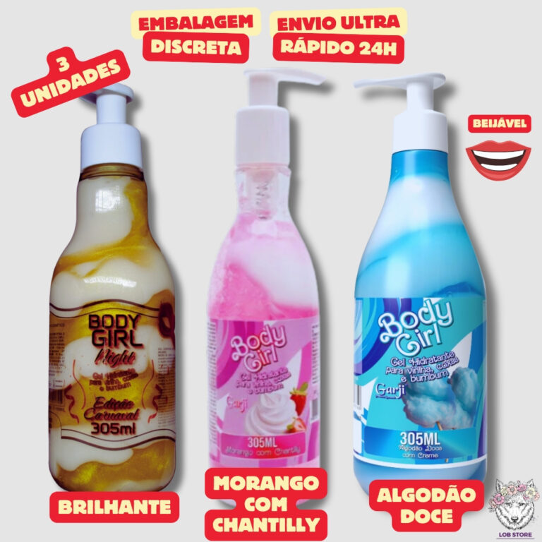 Kit 3 Body Girl Gel Creme Hidratante Brilhante Car
