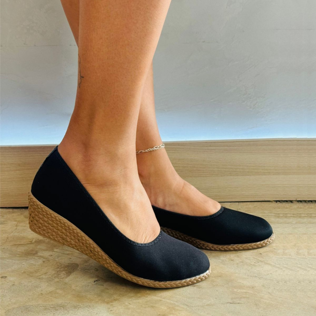 Sandália Feminina Anabela Confortável Espadrille Médio Grosso Corda Leve Salto Casual Moda Tendencia