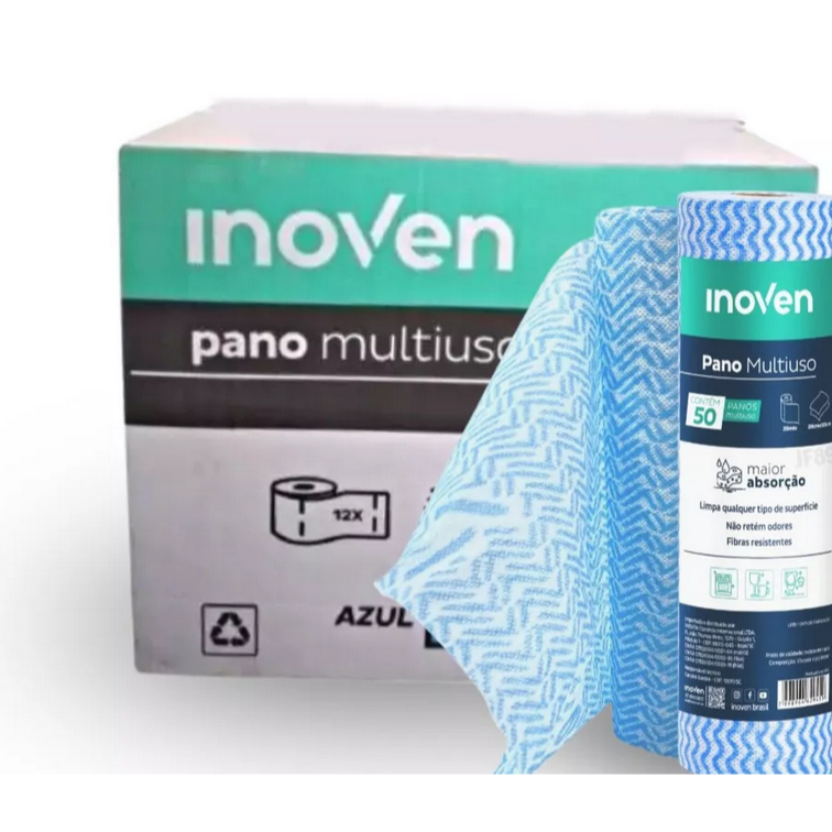Kit 12 Panos Multiuso Com 28X50cm 600 Panos Rolo A