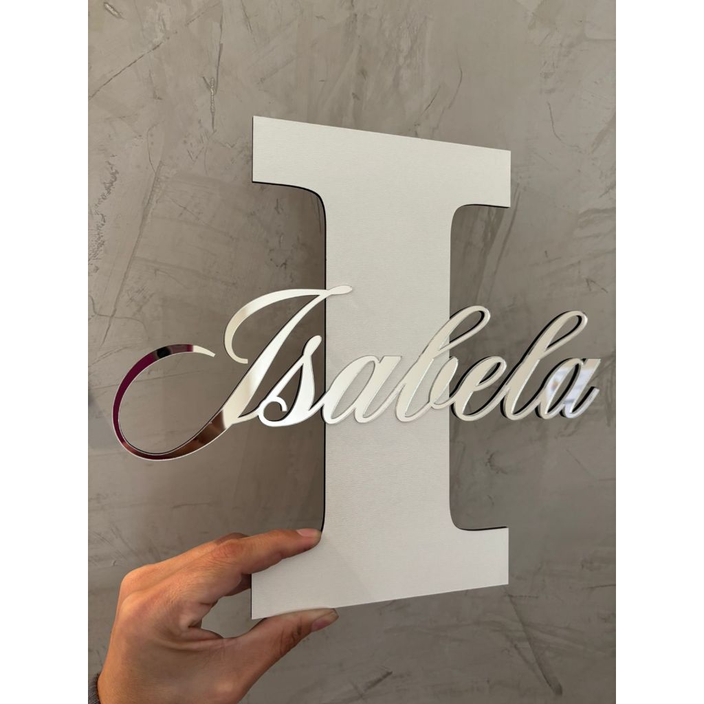 Placa Personalizada Com Nome e Inicial Em Acrílico + MDF Para Quarto E Porta Maternidade