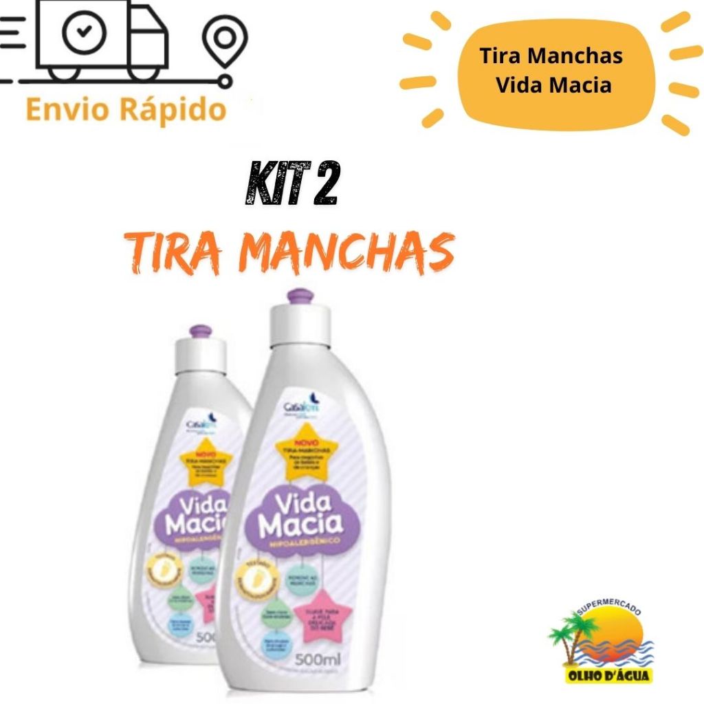 Kit 2 Tira Manchas Vida Macia Hipoalergenico Liquido 500ml