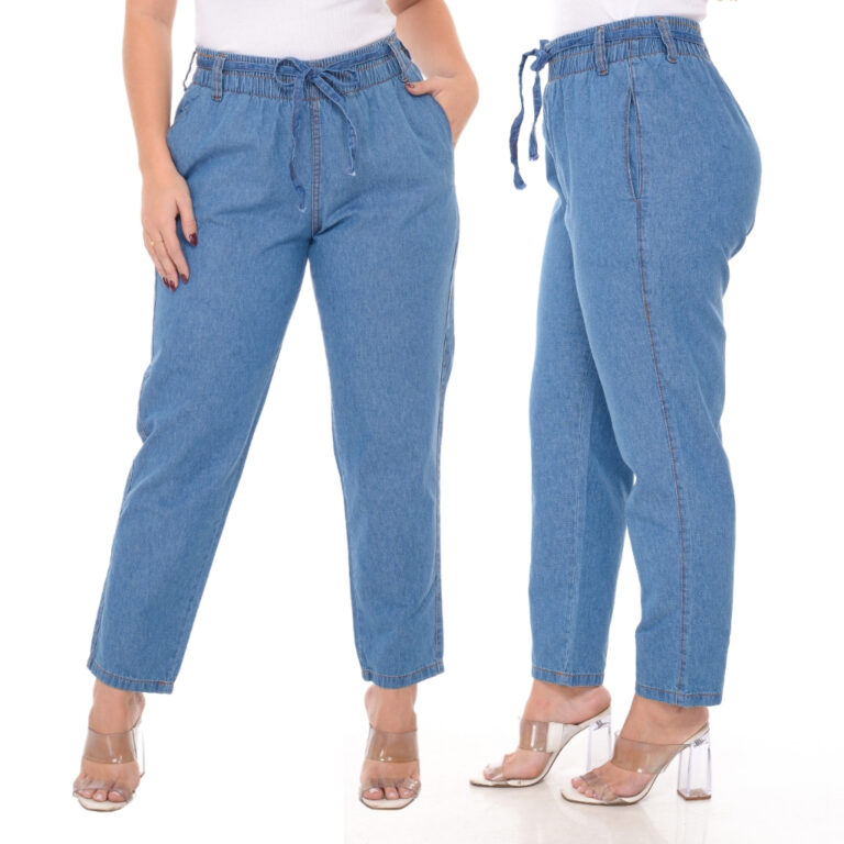 Calça Jeans Feminina Cintura Alta Capri Tecido Le