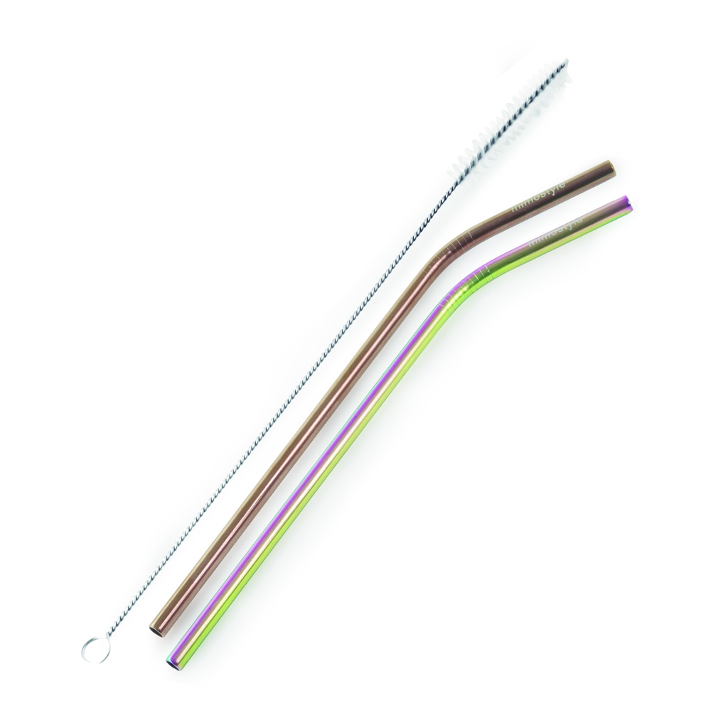 Canudos Reutilizáveis Furta-Cor 2 + Escova – Mimo Style