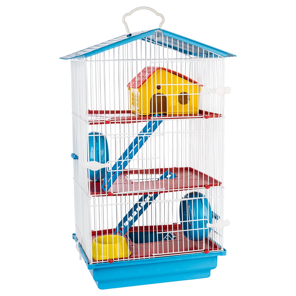 Gaiola Hamster 3 Andares Teto Plástico Durável Conforto Jel Plast Pet Roe
