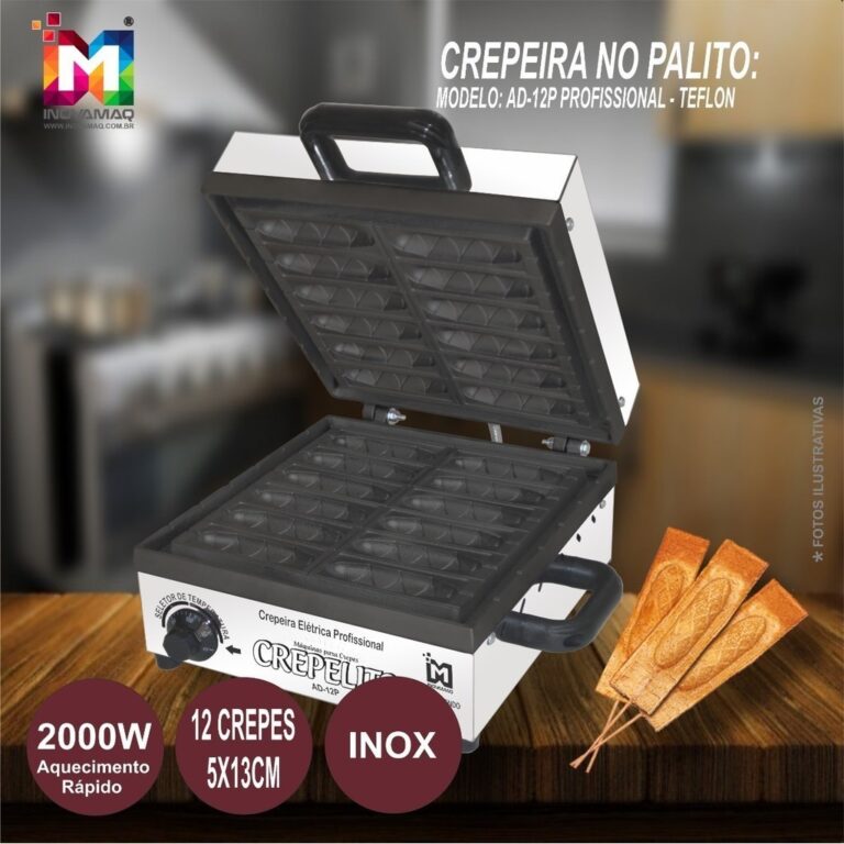 Máquina De Crepe No Palito Crepeira 12 cavidades 