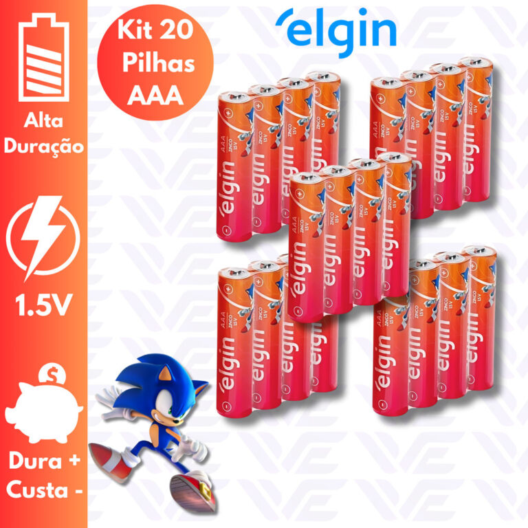 8, 12, 16 ou 20 Pilhas AA ou AAA Elgin Sonic Packs