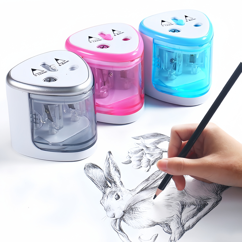 Apontador Elétrico Bateria para lápis Automático 6-12mm Multi-Funcional Operado Com 2 Furos para art