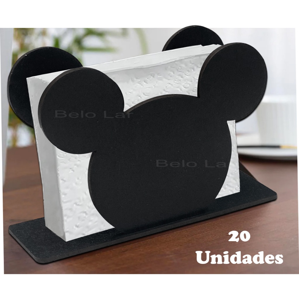 Kit 20 Porta Guardanapo Mickey Preto Porta Papel Toalha De Mesa